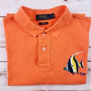 Ralph Lauren Polo Shirt Custom Fit Mens L Fish